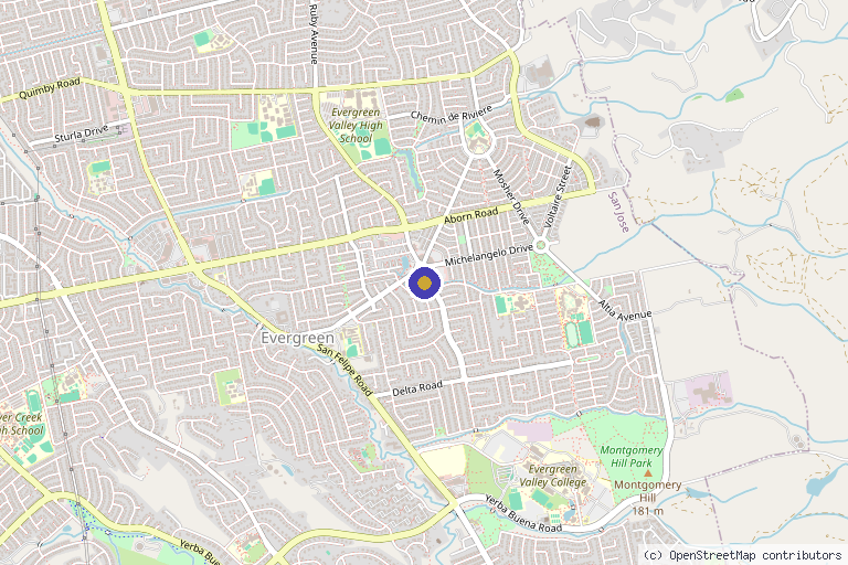 Map showing the location of Evergreen Med Spa & Wellness in San Jose, CA