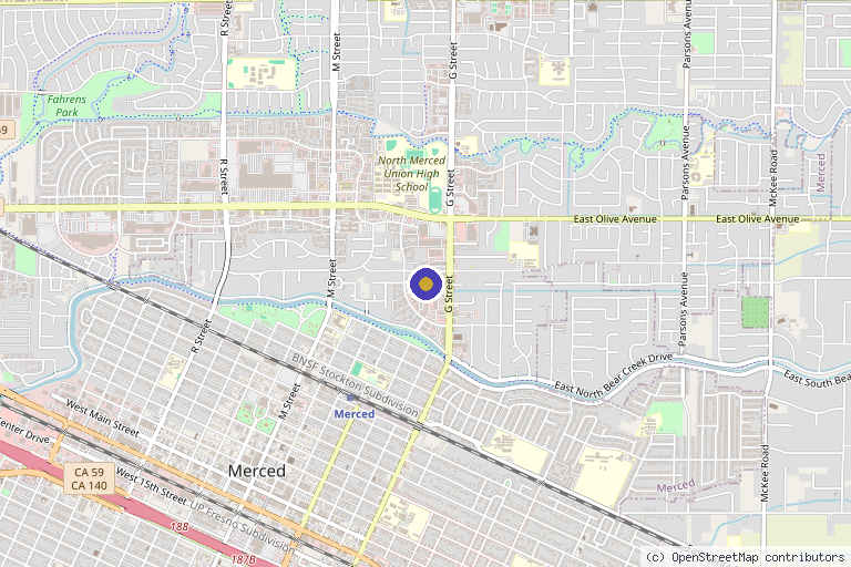 Map showing the location of Merced Wellness in Merced, CA