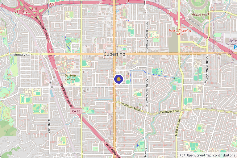 Map showing the location of Med Spa Cupertino: 17MedSpa in Cupertino, CA