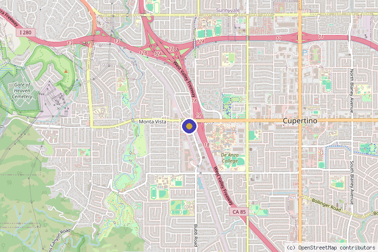 Map showing the location of Silicon Valley Stem Cell Treatment Center in San Jose, CA