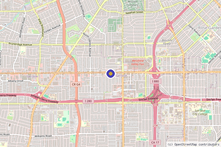 Map showing the location of Allura Aesthetic in San Jose, CA