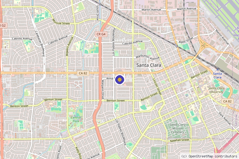 Map showing the location of BotoxxCafe' Med Spa in Santa Clara, CA