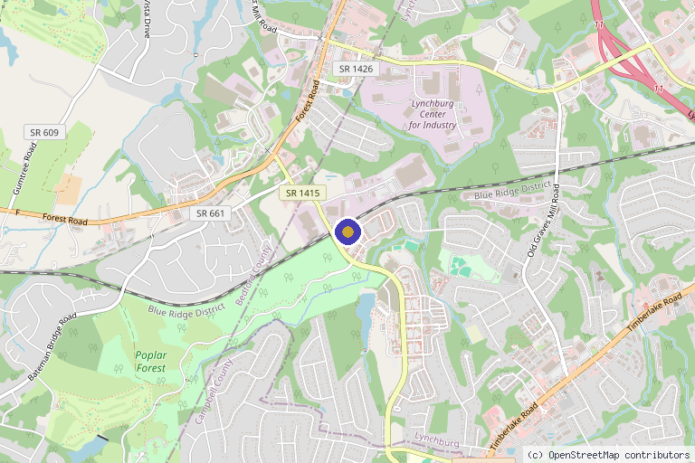 Map showing the location of MV Precision Health in Lynchburg, VA
