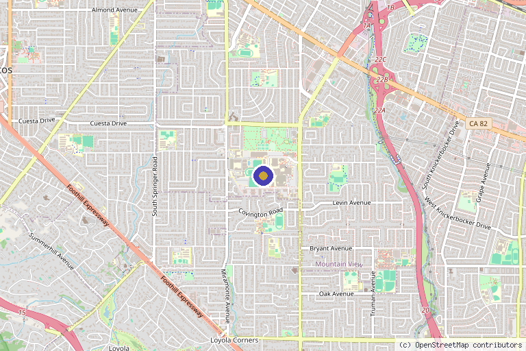Map showing the location of Korman Plastic Surgery & Wunderbar MedSpa in Mountain View, CA