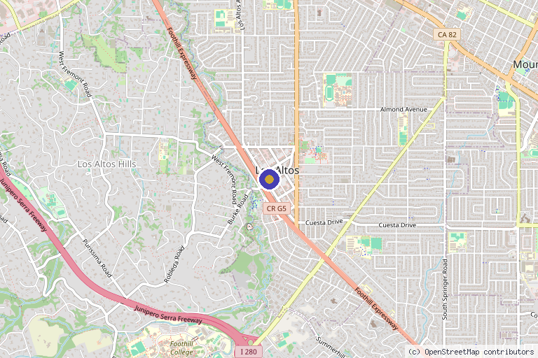 Map showing the location of V Line Cosmetic Clinic - Los Altos in Los Altos, CA