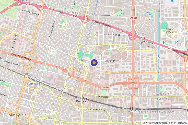 Map showing the location of Rev(IV)al Hydration in Sunnyvale, CA