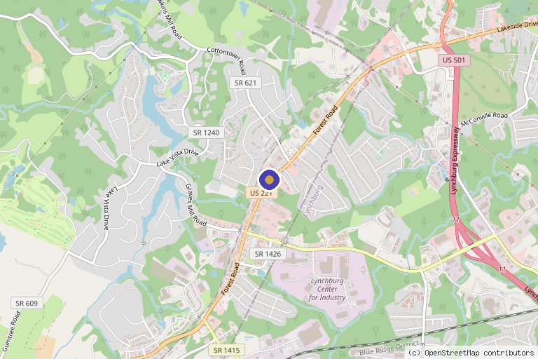 Map showing the location of The Harbour Clinic in Lynchburg, VA