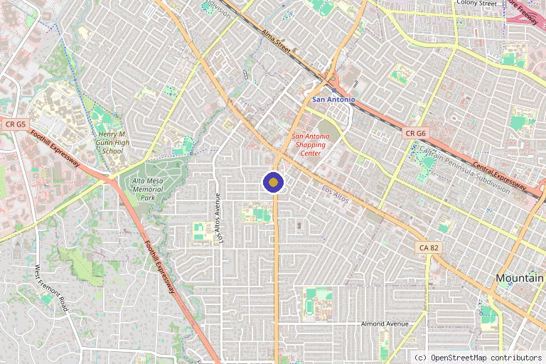 Map showing the location of Pristine Wellness Center in Los Altos, CA