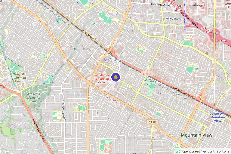 Map showing the location of Foreviva Medical Clinique - Mountain View in Mountain View, CA