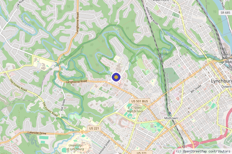 Map showing the location of Cobb Dermatology - LYNCHBURG in Lynchburg, VA