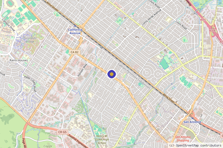 Map showing the location of Agile Physical Therapy in Palo Alto, CA