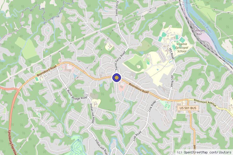 Map showing the location of Endura Wellness in Lynchburg, VA