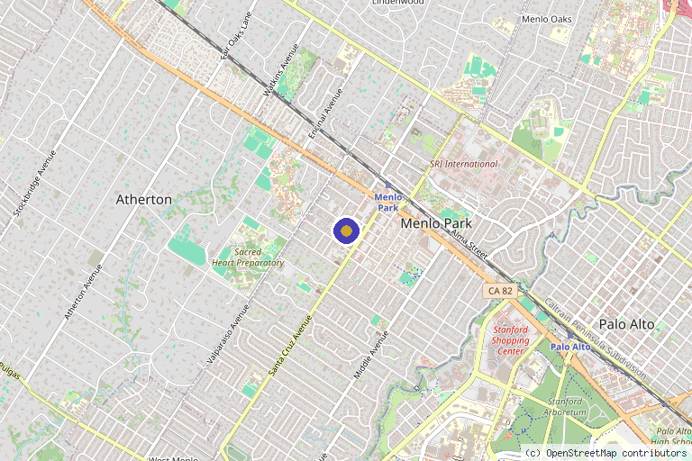 Map showing the location of Soft Reboot Wellness (Ketamine Therapy Clinic in Bay Area) in Menlo Park, CA
