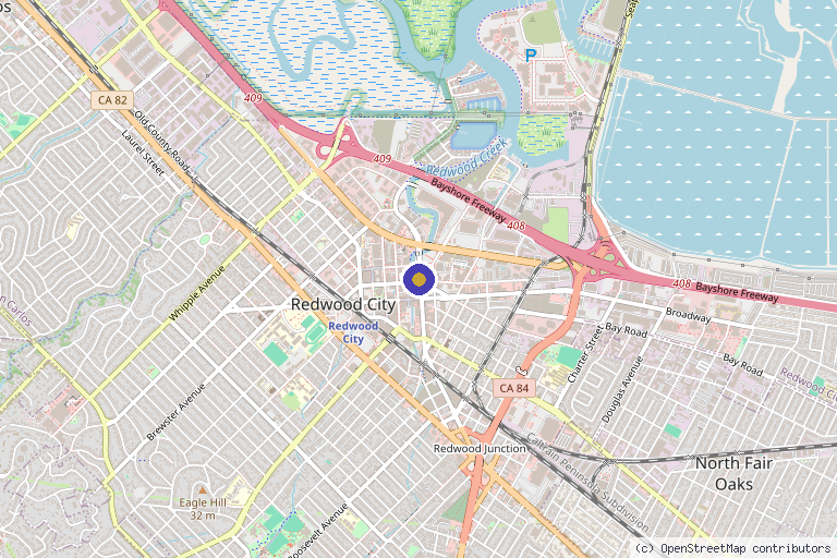 Map showing the location of Acupuncture & China Medical in Redwood City, CA