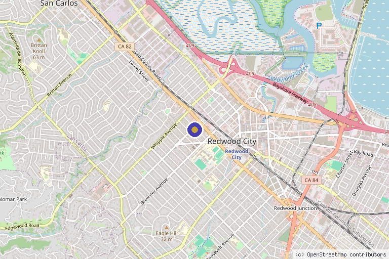 Map showing the location of Cheng Plastic Surgery in Redwood City, CA