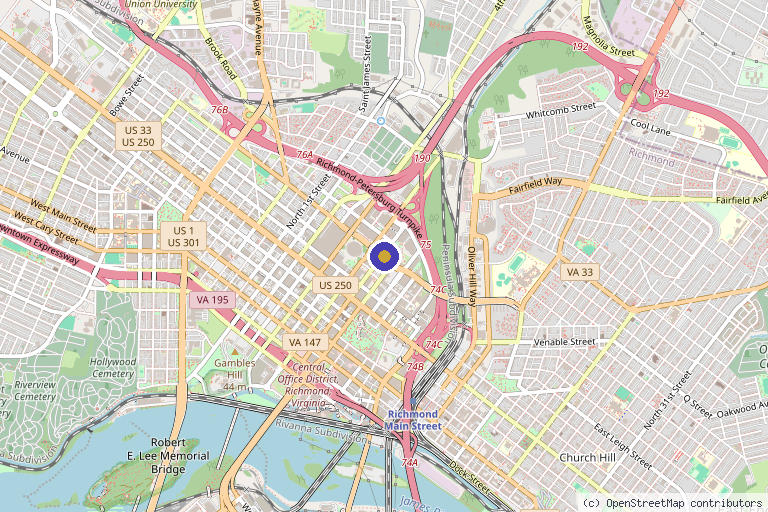 Map showing the location of Stemcelllife LLC in Richmond, VA