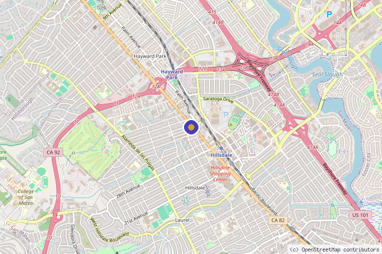 Map showing the location of Nura Integrative Health in San Mateo, CA