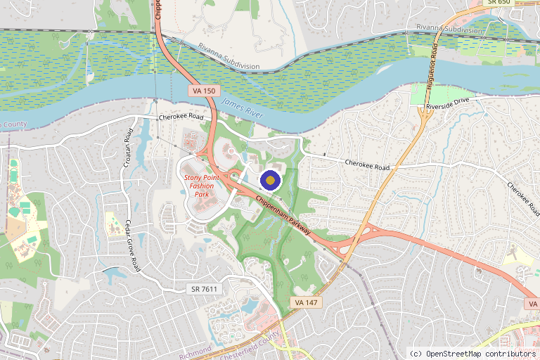 Map showing the location of Richmond Surgical Arts in Richmond, VA
