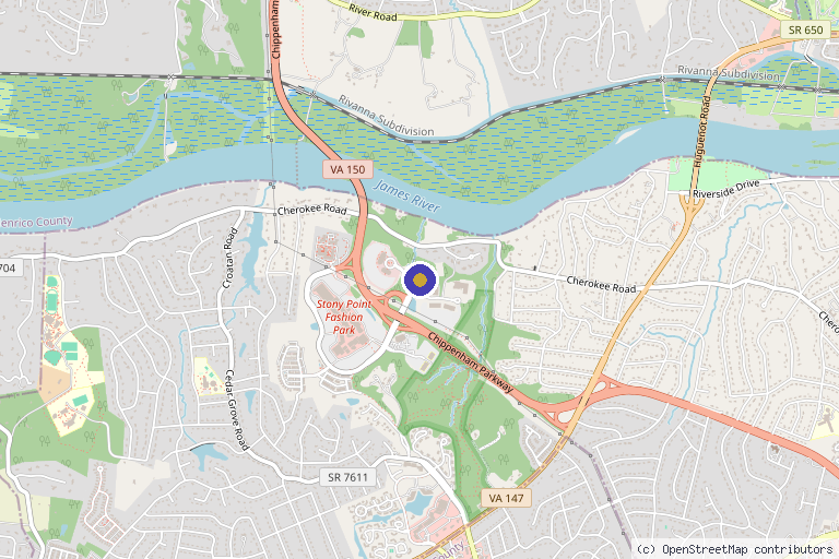 Map showing the location of QC Kinetix (Richmond) in Richmond, VA