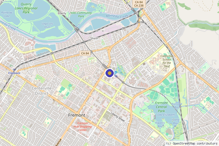 Map showing the location of The Space Aesthetics Center in Fremont, CA