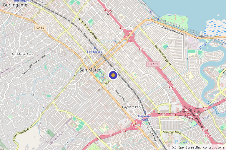 Map showing the location of No Filter Brazilian MedSpa in San Mateo, CA