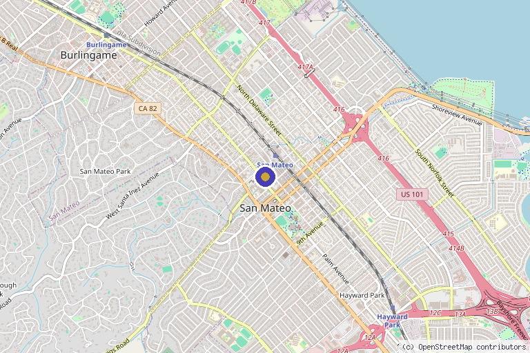 Map showing the location of Wave Plastic Surgery Center San Mateo in San Mateo, CA