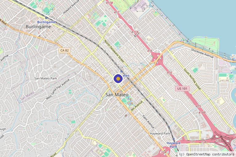 Map showing the location of Paul Hughes, MD in San Mateo, CA