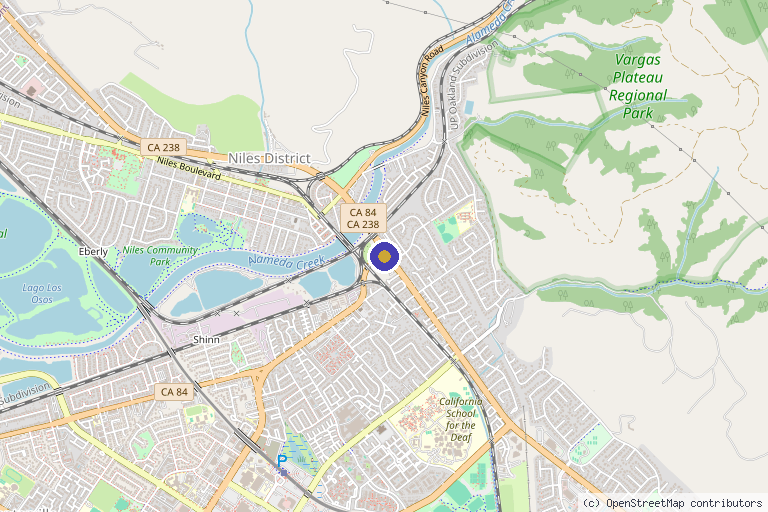 Map showing the location of Mission Pain Treatment Center in Fremont, CA