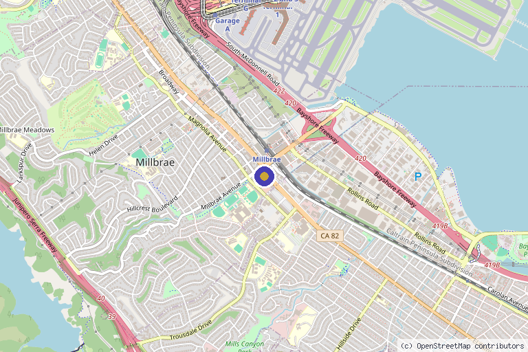 Map showing the location of Reviv Med Spa & Laser Treatment in Millbrae, CA