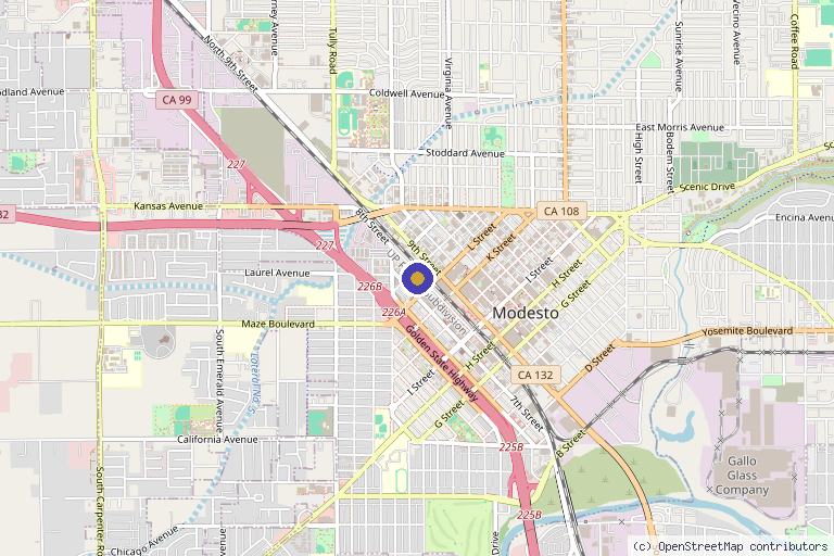 Map showing the location of Lux beauty in Modesto, CA