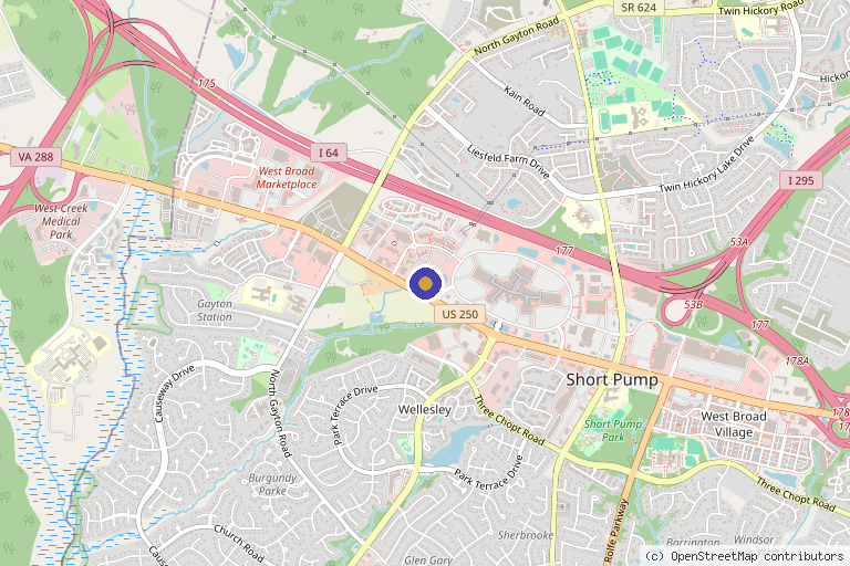 Map showing the location of Dermlounge in Richmond, VA