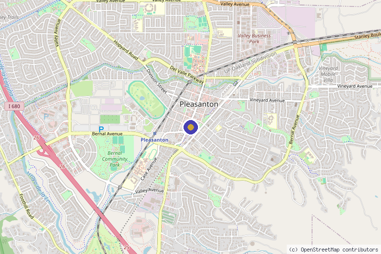 Map showing the location of Essential Bella in Pleasanton, CA