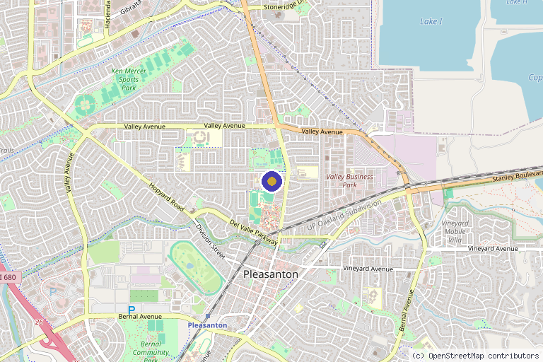 Map showing the location of Radiance East Bay Aesthetics in Pleasanton, CA