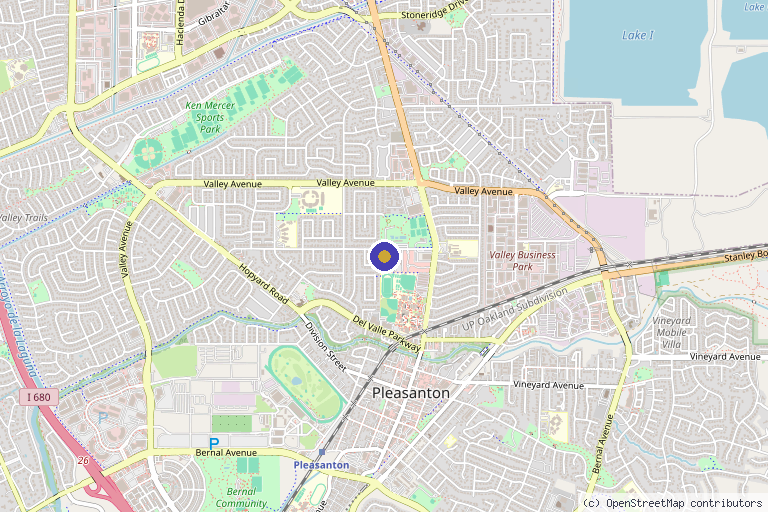 Map showing the location of Timeless Wellness Clinic in Pleasanton, CA