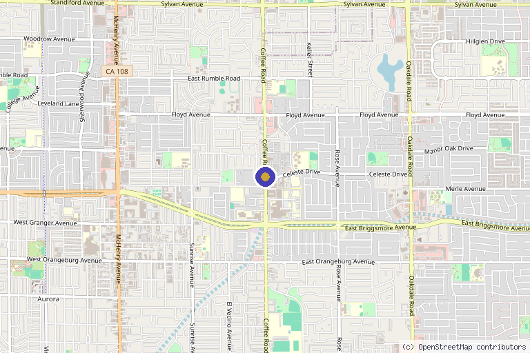 Map showing the location of Modesto Physical Medicine in Modesto, CA