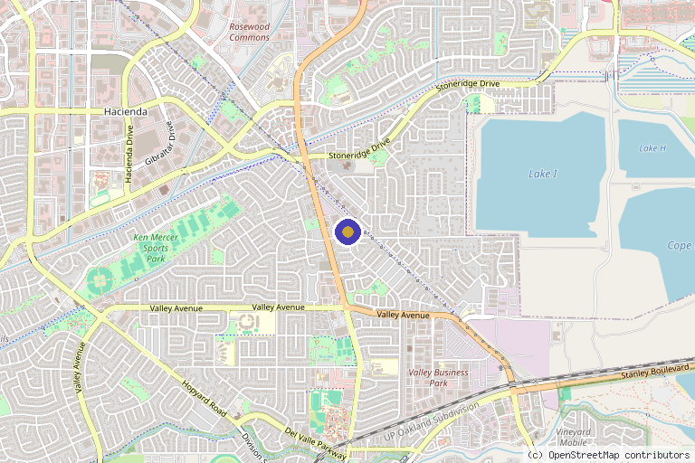 Map showing the location of Theracure Physical Therapy in Pleasanton, CA