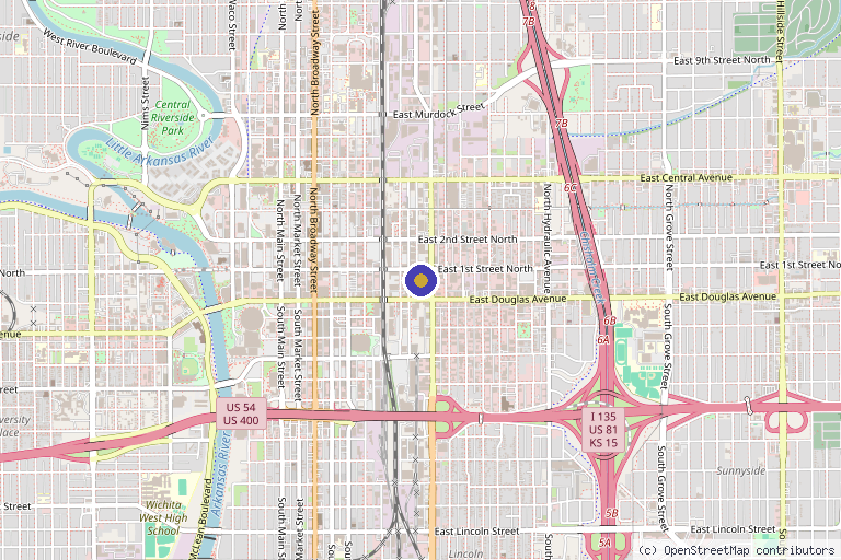 Map showing the location of GLOW 365 in Wichita, KS