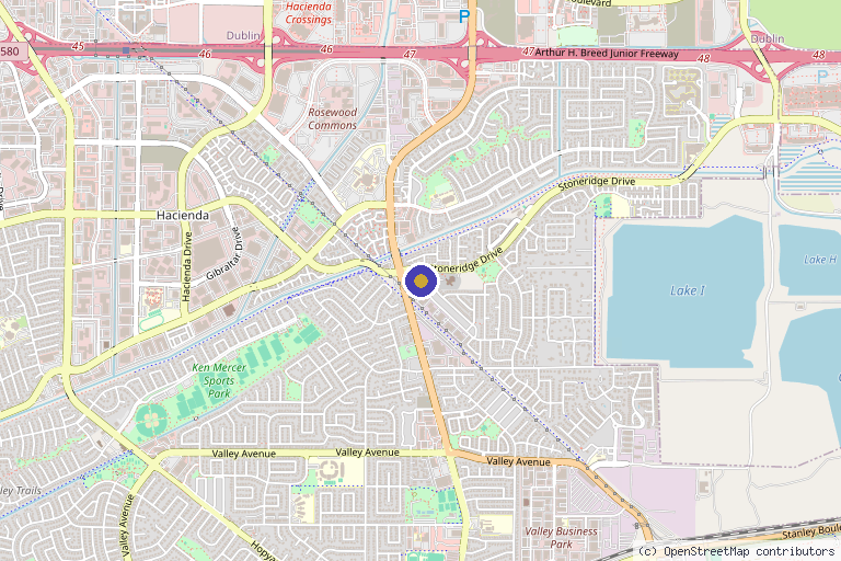 Map showing the location of Optimal Health Spectrums in Pleasanton, CA