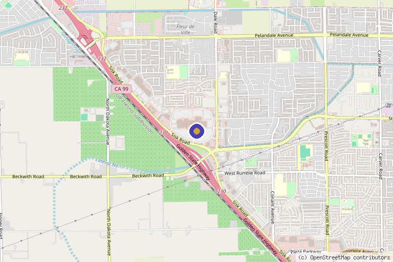 Map showing the location of Apricot Valley Urgent Care & Aesthetics Modesto in Modesto, CA