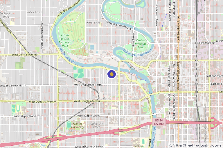 Map showing the location of Schroeder Family Wellness Clinic in Wichita, KS
