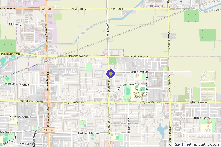 Map showing the location of NorCal Pain Treatment Center in Modesto, CA