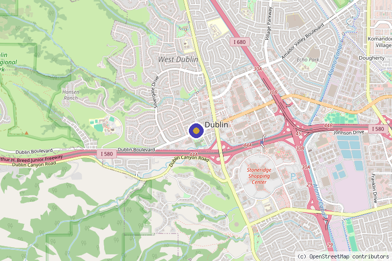 Map showing the location of The Med Spa at Tri Valley Plastic Surgery in Dublin, CA