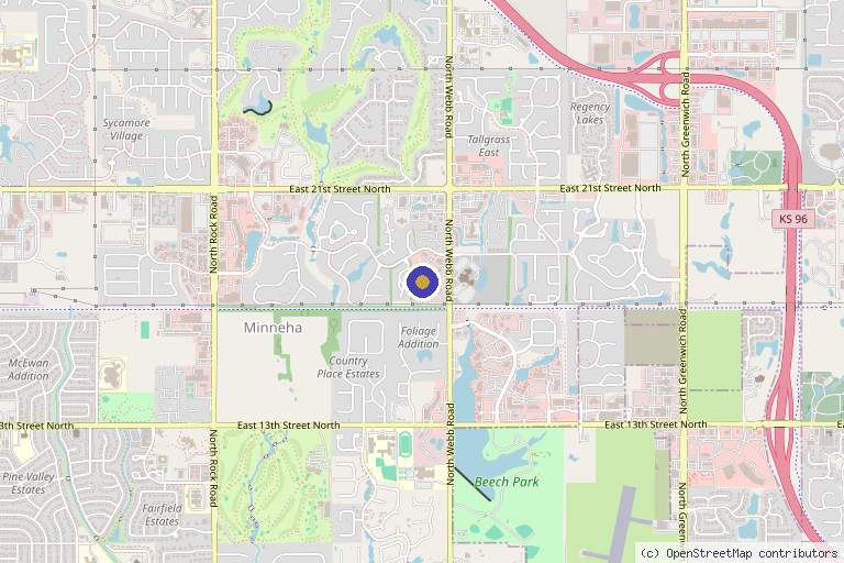 Map showing the location of Plastic Surgery Center in Wichita, KS