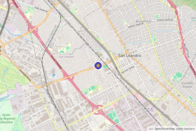 Map showing the location of Osita Health Clinic in San Leandro, CA