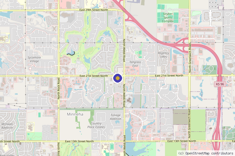 Map showing the location of Jeuje Aesthetics & Wellness in Wichita, KS