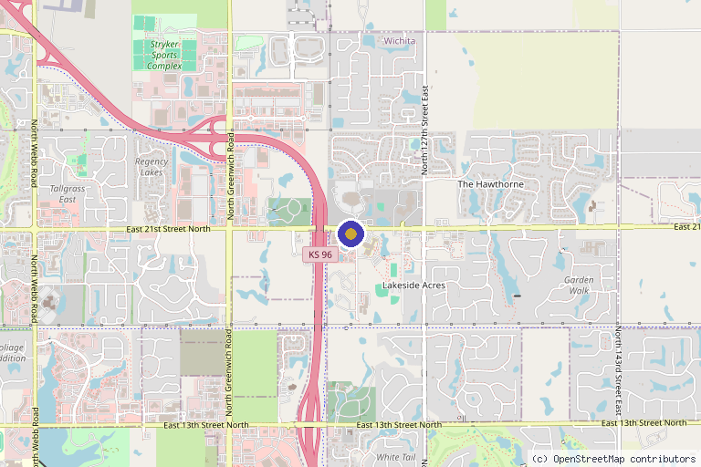 Map showing the location of Meadow Med Spa + Aesthetics in Wichita, KS