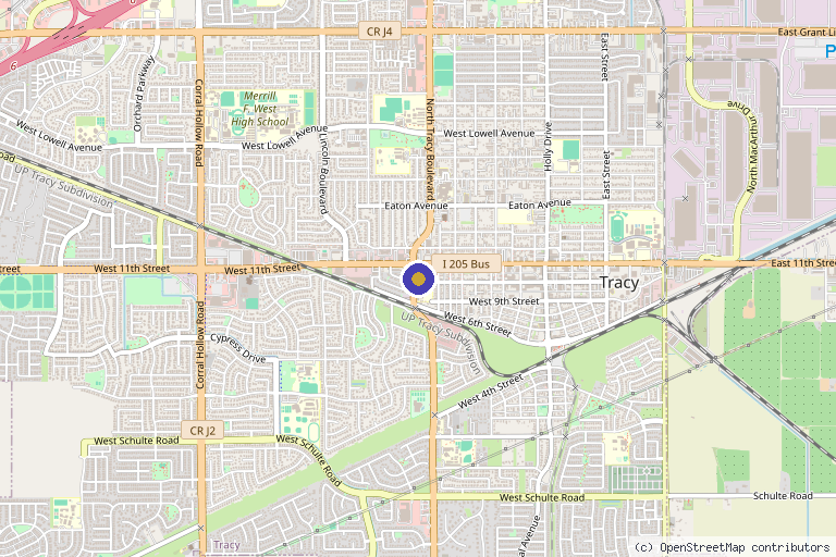 Map showing the location of Medicheck Health & Wellness in Tracy, CA