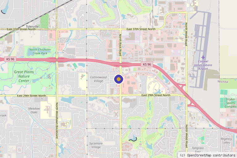 Map showing the location of SkinCredible in Wichita, KS