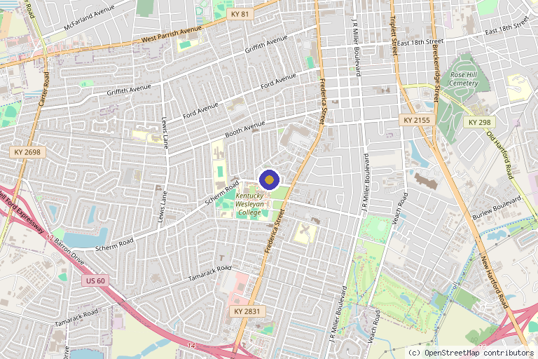 Map showing the location of Aesthetic Dental & Skin Institute in Owensboro, KY