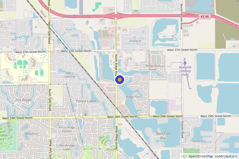Map showing the location of Imbue Aesthetics & Wellness in Wichita, KS